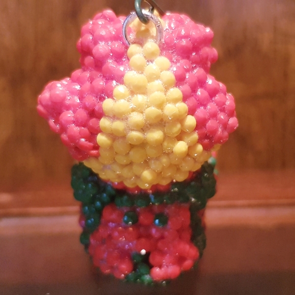 1986 Muppet Babies Miss Piggy Figure Beaded Upcycled Hand Crafted Ornament - Picture 9 of 17